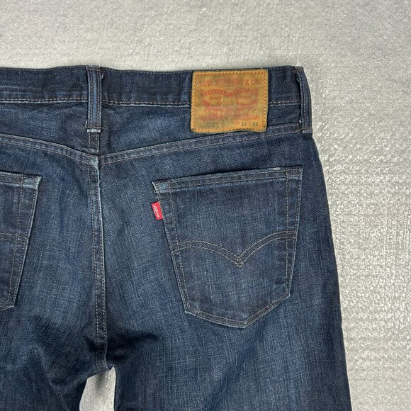 Levis‎ Jeans Mens 34x30* 513 Slim Straight Fit Blue Denim Non Stretch Whiskered - Picture 6 of 16
